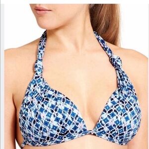Athleta Aqualuxe Bikini Top Blue Tile Sz M